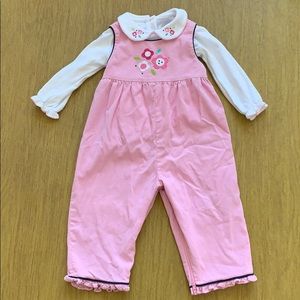 Florence Eiseman Pink Cord Romper w/Flowers 18M